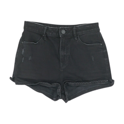 Black Solid Denim Shorts