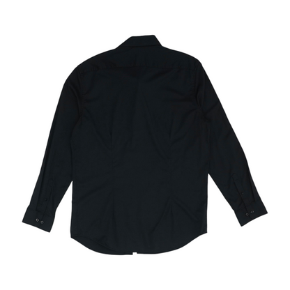 Black Solid Long Sleeve Button Down