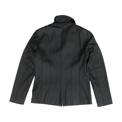 Black Solid Leather Jacket