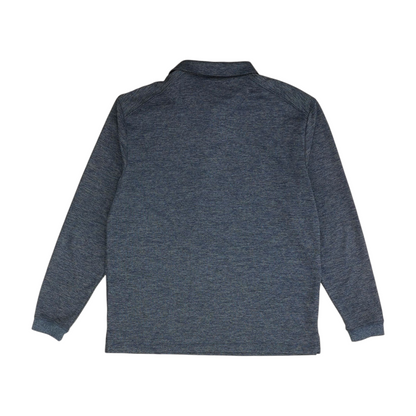 Blue Solid Long Sleeve Polo
