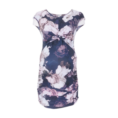Black Maternity Floral Midi Dress