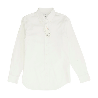 White Solid Long Sleeve Button Down