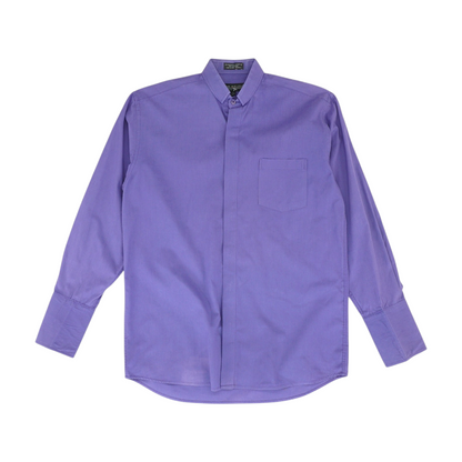 Purple Solid Long Sleeve Button Down