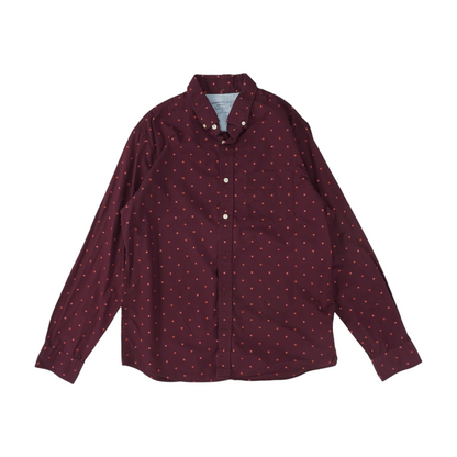 Maroon Graphic Long Sleeve Button Down
