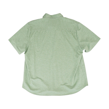 Green Solid Short Sleeve Button Down