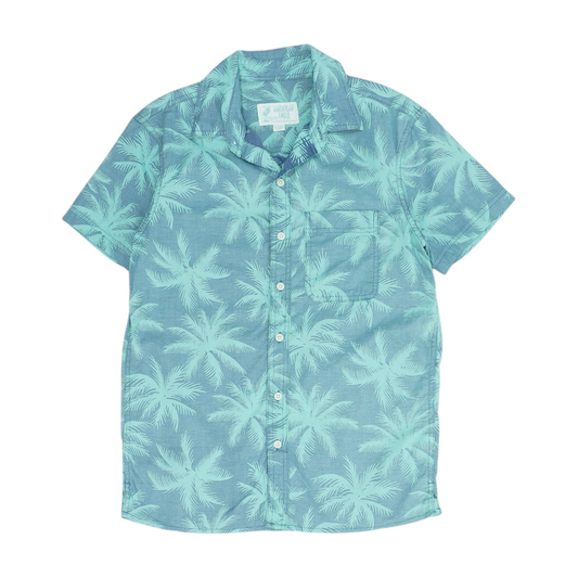 Blue Tropical Short Sleeve Button Down