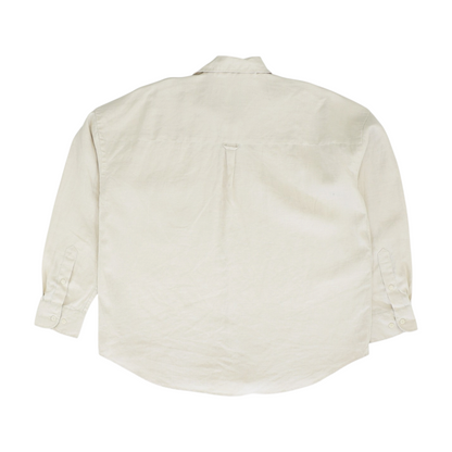 Beige Solid Long Sleeve Button Down