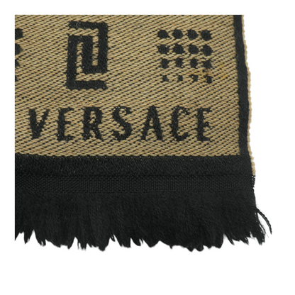 Black and Brown Grecca Fringe Wool Scarf