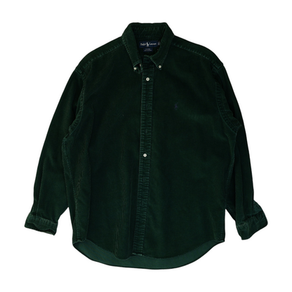 Green Solid Long Sleeve Button Down