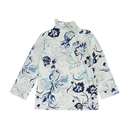 White Floral 1/4 Zip Pullover