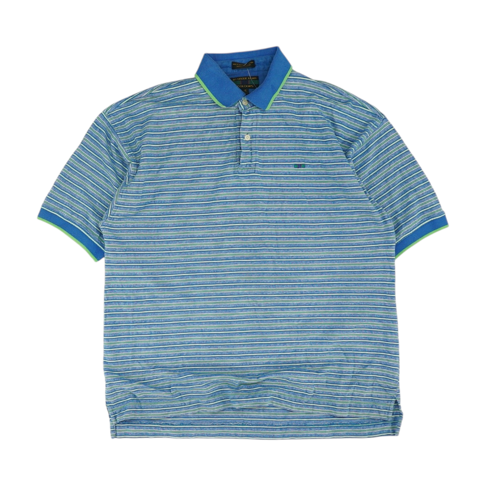 Blue Striped Short Sleeve Polo