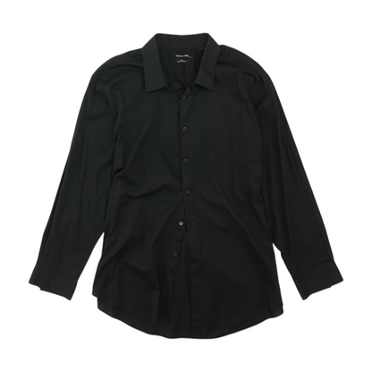 Black Solid Long Sleeve Button Down