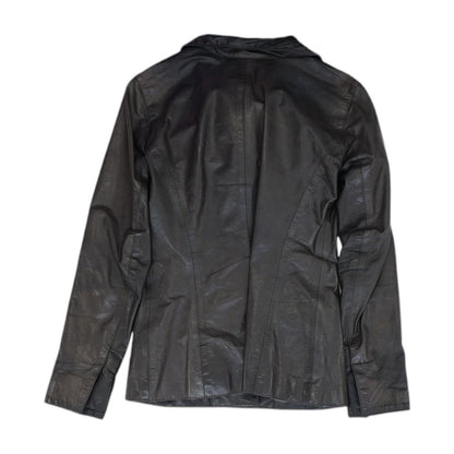Brown Solid Faux Leather Jacket