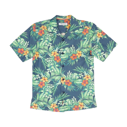Green Tropical Short Sleeve Button Down