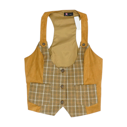 Brown Plus Size Check Blouse Vest