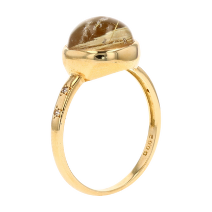 18K Yellow Gold Rutile Quartz Statement Ring