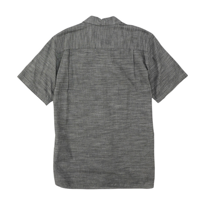 Black Solid Short Sleeve Button Down