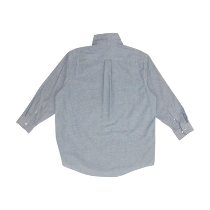 Blue Solid Long Sleeve Button Down