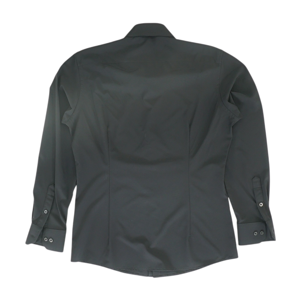 Black Solid Long Sleeve Button Down