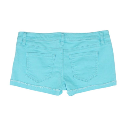 Blue Solid Denim Shorts