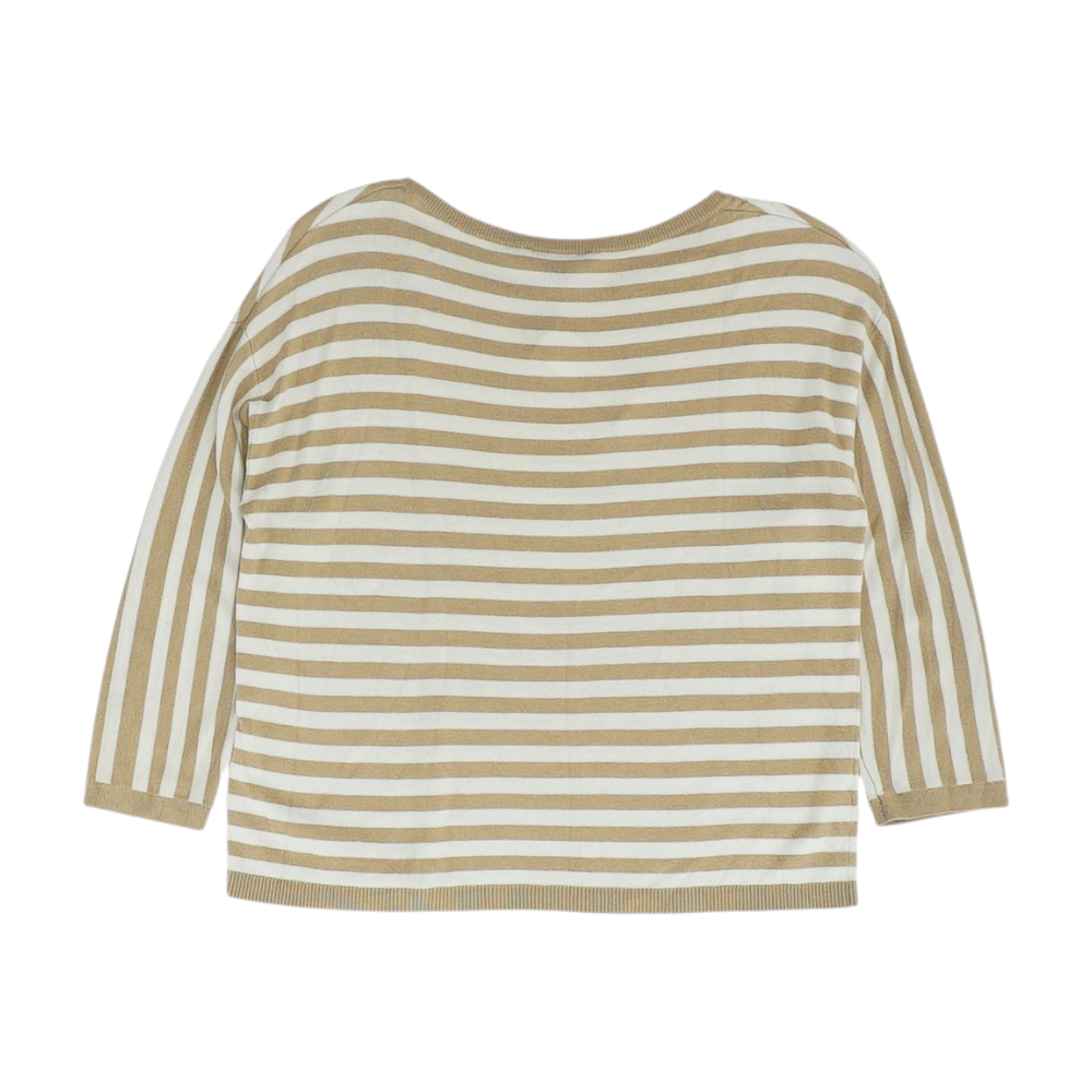 Tan Petite Striped Pullover Sweater