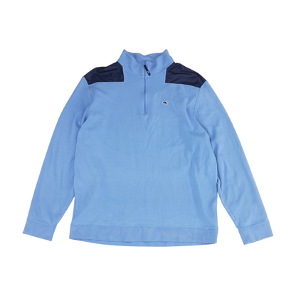 Blue Color Block 1/4 Zip Pullover