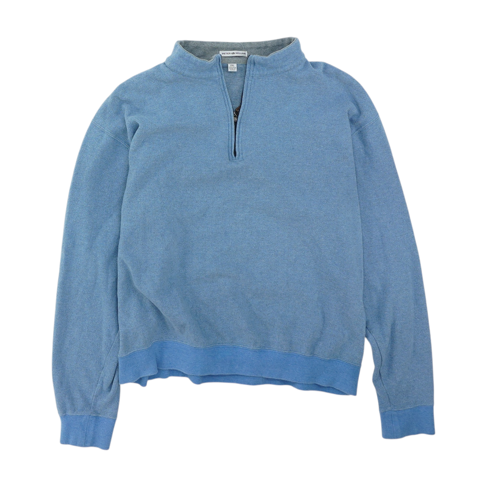 Blue Solid 1/4 Zip Pullover