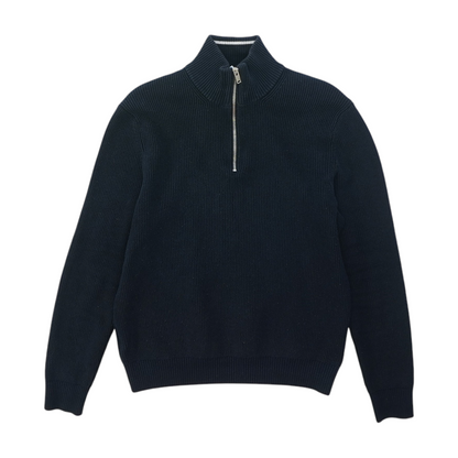 Navy Solid 1/4 Zip Sweater