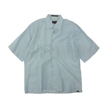 Blue Striped Short Sleeve Button Down