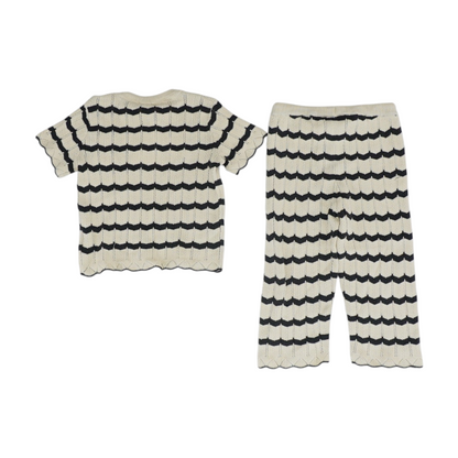 Beige Striped Long Sleeve Set
