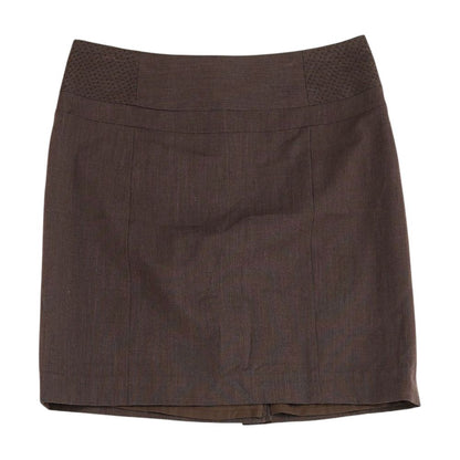 Brown Solid Midi Skirt