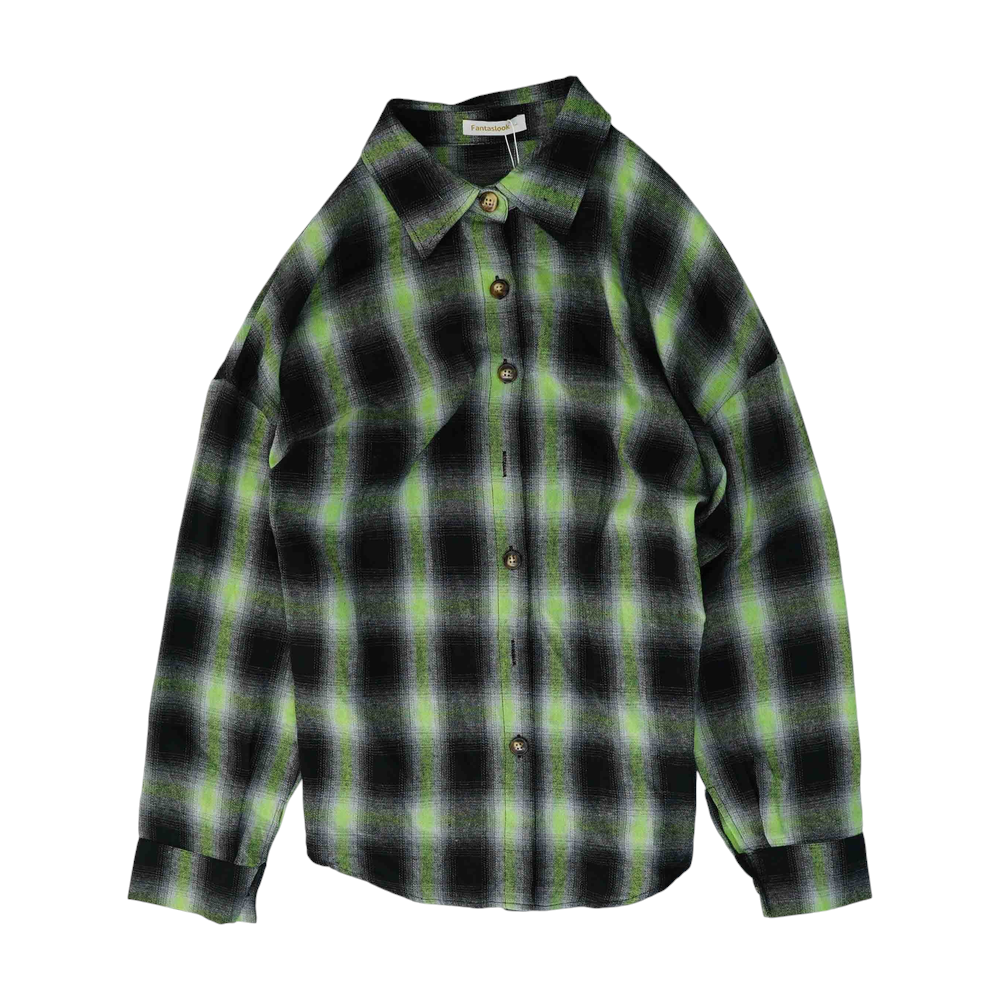 Green Plaid Flannel Button Down