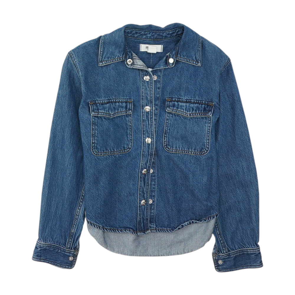 Blue Solid Denim Jacket