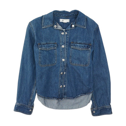 Blue Solid Denim Jacket