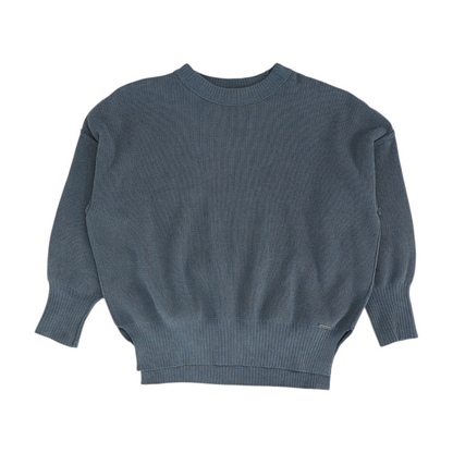 Blue Solid Pullover Sweater