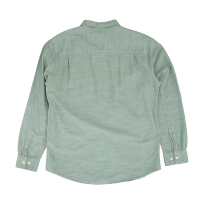 Green Solid Long Sleeve Button Down