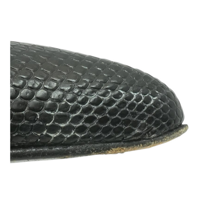 Lizard Embossed Gold Chain Accent Pointed Toe Pumps