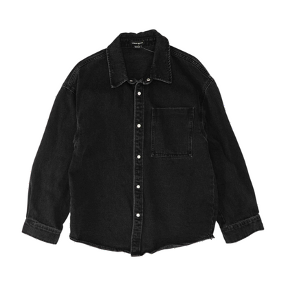 Black Solid Long Sleeve Button Down