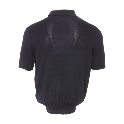 Black Silk Short Sleeve Polo