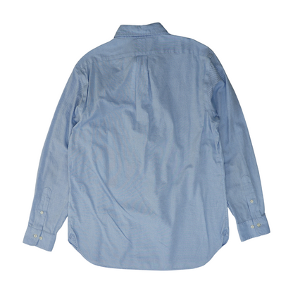 Blue Solid Long Sleeve Button Down