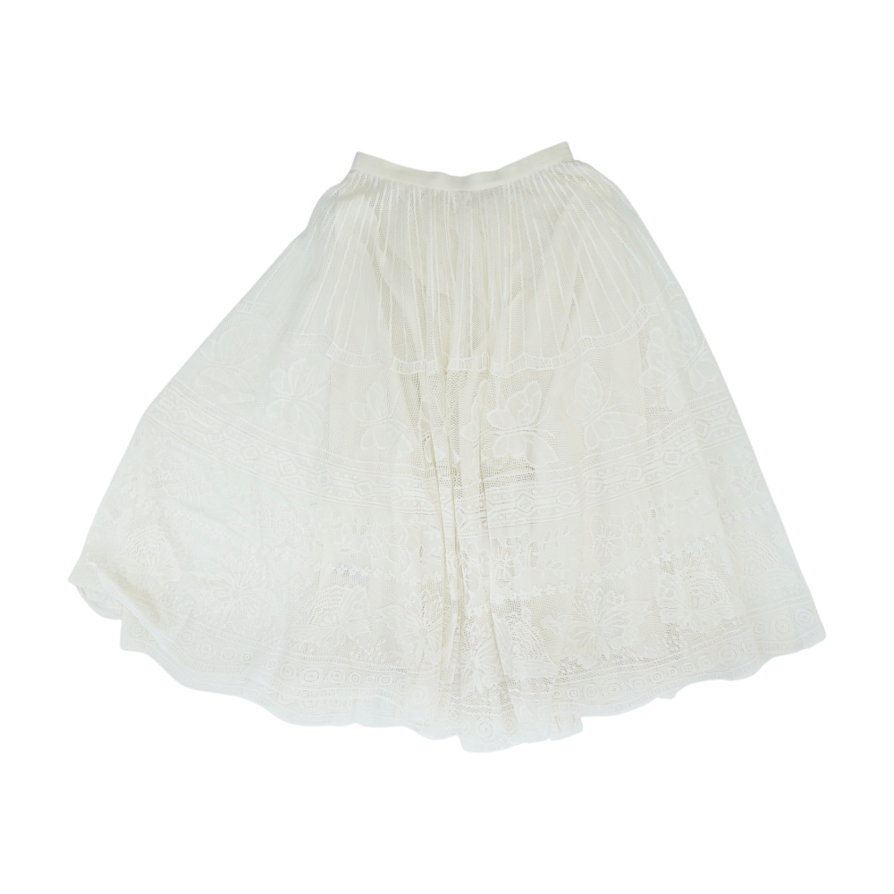 Ivory Print Midi Skirt
