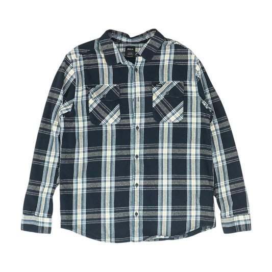 Navy Plaid Flannel Button Down