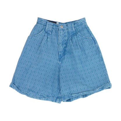 Vintage Blue Print Denim Shorts