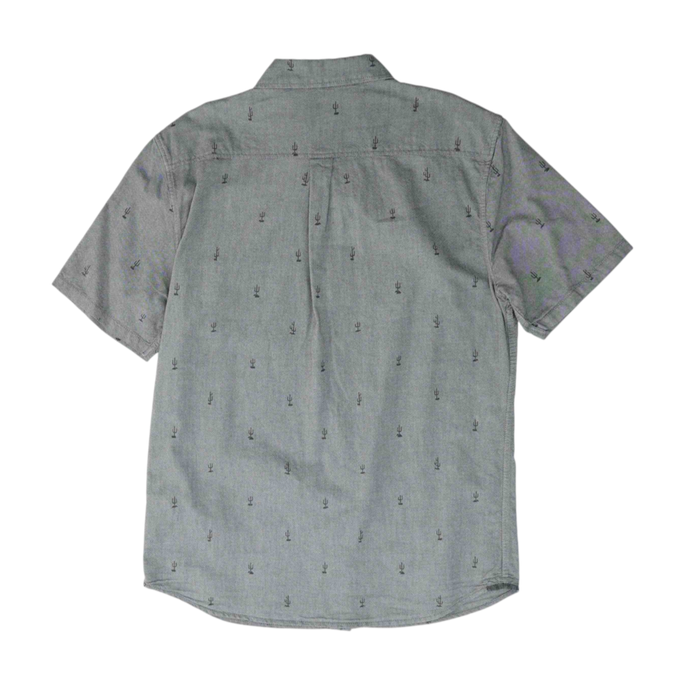 Gray Print Short Sleeve Button Down