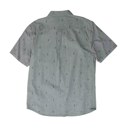 Gray Print Short Sleeve Button Down