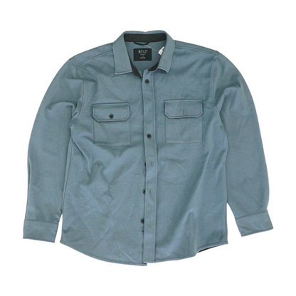 BYLT Blue Solid Flannel Button Down – Image 1