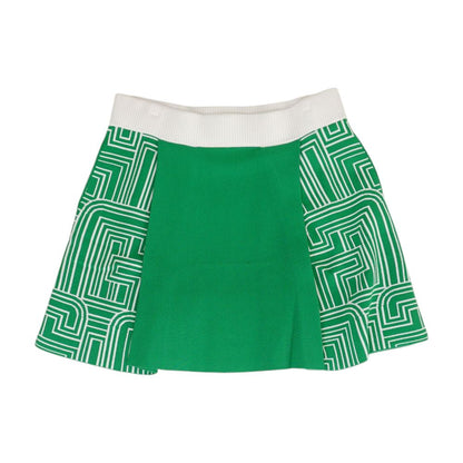Green Geometric Mini Skirt