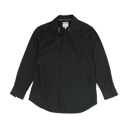 Black Solid Long Sleeve Button Down