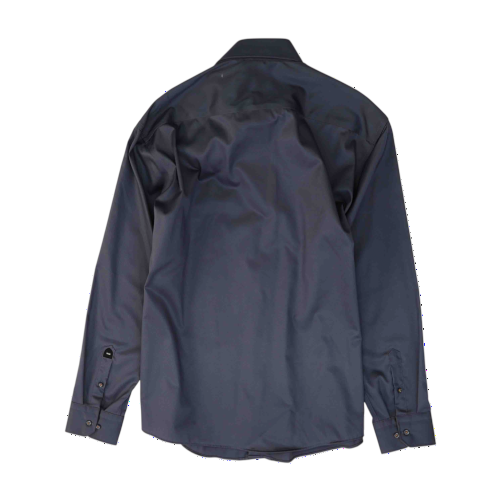 Blue Solid Long Sleeve Button Down