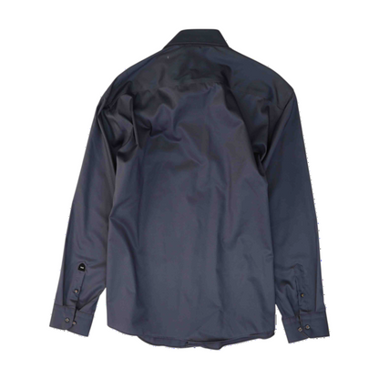 Blue Solid Long Sleeve Button Down